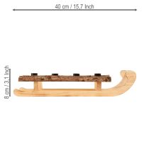 Artikel Decoratieve slee van schorshout met 4 kaarsenhouders 40×12,5 cm