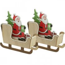 Artikel Decoratieve slee met kerstman kerstslee 10cm 2st