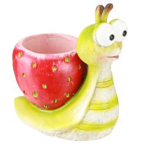 Artikel Decoratieve slak bloempot aardbei keramiek groen rood 15,5cm