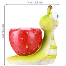 Artikel Decoratieve slak bloempot aardbei keramiek groen rood 15,5cm