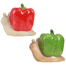 Artikel Decoratieve slakken keramiek peper rood groen H10cm 2 st
