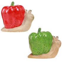 Artikel Decoratieve slakken keramiek peper rood groen H10cm 2 st