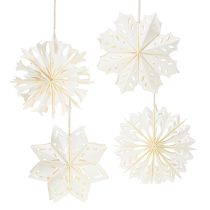 Artikel Decoratieve sneeuwvlokken om op te hangen, papier, wit, 15 cm, 4 stuks