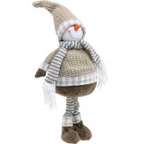 Deco sneeuwpop met muts en sjaal kerstfiguur H44cm