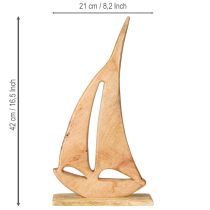 Artikel Decoratie Zeilboot Hout op Voet Natuurlijk Maritiem H57,5cm