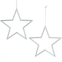 Artikel Decoratieve ster zilveren kerstboomversiering glitter Ø12cm 12 st