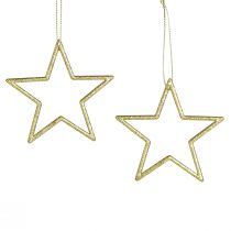 Artikel Decoratieve sterren kerstboomversiering goud glitter 7,5cm 40 st