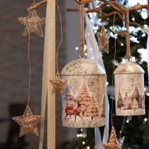 Artikel Decoratieve sterren 11cm kerstboomversiering van natuurlijk rotan, set van 6