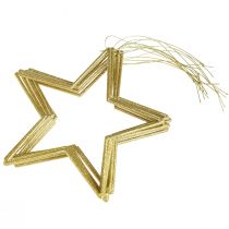 Artikel Gouden glittersterdecoraties, 18 cm, kerstversiering, gouden sterren, 8 stuks