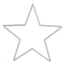 Artikel Decoratieve sterren zilveren kerstboomversiering met glitter 18cm 8 st