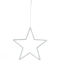 Artikel Decoratieve zilveren sterren, glitter kerstboomversieringen, 18 cm, 8 stuks, kerstboomversiering
