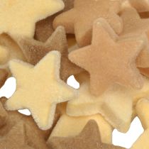 Artikel Decoratieve sterren flocked scatter decoratie geelbruin Ø4/5cm 40 stuks