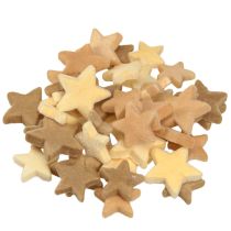 Artikel Decoratieve sterren flocked scatter decoratie geelbruin Ø4/5cm 40 stuks