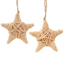 Artikel Decoratieve sterren om op te hangen raffia hennepboom decoratie 7,5cm 8 stuks