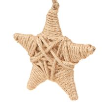 Artikel Decoratieve sterren om op te hangen raffia hennepboom decoratie 7,5cm 8 stuks