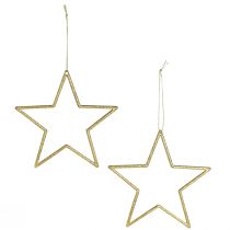 Artikel Decoratieve sterren om op te hangen, boomversiering, goud, Ø12cm, 12 stuks – Glanzende kerstversiering