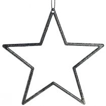 Artikel Decoratieve sterren voor het ophangen van boomdecoratie zwart Ø12cm 12 stuks