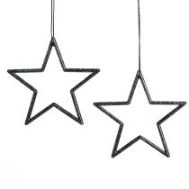 Artikel Decoratieve sterren om zwarte glitter op te hangen Ø7,5cm 40 st