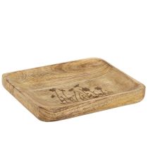 Artikel Decoratief houten dienblad met bloemmotief mangohout 20×15,5cm