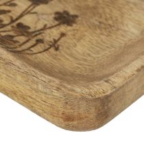 Artikel Decoratief houten dienblad met bloemmotief mangohout 20×15,5cm