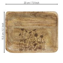 Artikel Decoratief houten dienblad met bloemmotief mangohout 20×15,5cm