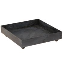 Artikel Decoratief dienblad metaal zwart grijs gewassen 15×15cm 2 stuks