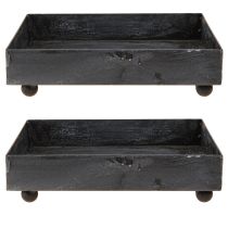 Artikel Decoratief dienblad metaal zwart grijs gewassen 15×15cm 2 stuks