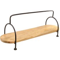Artikel Decoratief dienblad, langwerpig ovaal houten dienblad met handvat 70cm