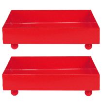 Artikel Decoratieve schaal vierkant rood metalen schaal 15×15cm 2 stuks