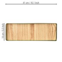 Artikel Decoratief dienblad rechthoekig groen metaal houten voet 41×14cm