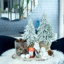 Decoratieve dennenboom met sneeuw, adventsdecoratie, dennenboom in pot H37cm