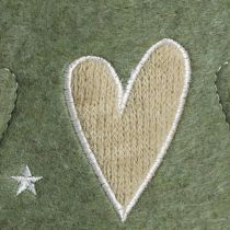 Artikel Decoratieve kerstboom vilt groen met hartjes sterren H52cm 2st