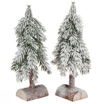 Artikel Decoratieve kerstboom met kunstsneeuw op voet 30cm 2st