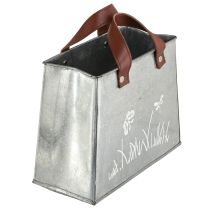 Artikel Decoratieve tas, zilver, wit, bruin, metaal, plantenpot, L22cm, 2 stuks