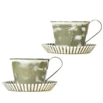 Artikel Decoratieve beker metaal wit gewassen antiek Ø9cm H8cm 2 stuks