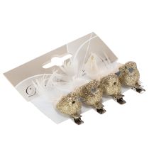 Artikel Decoratief paar duiven, decoratieve vogels met clip, goudkleurig, 5 cm, 4 stuks