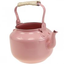 Artikel Decoratieve theepot plantenbak metaal oud roze Ø8,6cm H16cm