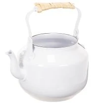 Artikel Decoratieve theepot, plantenpot, metaal, wit, shabby chic, Ø8,6 cm, H16 cm, vintage decoratieve bloempot