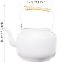 Artikel Decoratieve theepot, plantenpot, metaal, wit, shabby chic, Ø8,6 cm, H16 cm, vintage decoratieve bloempot