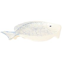Artikel Decoratief bord vis keramiek tafeldecoratie blauw wit 30×22cm