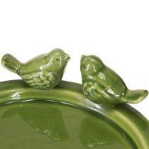 Artikel Decoratief bord vogelbad tafeldecoratie keramiek groen Ø20,5cm 2st