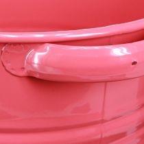 Artikel Sierpot roze metalen bloempot handvatten 31x26x 21,5cm