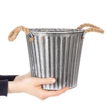 Artikel Decoratieve plantenpot, metalen pot met handvatten, metalen decoratie in shabby chic stijl Ø21,5 cm