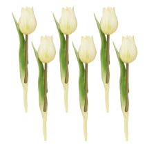 Artikel Decoratieve Tulpen Kunstbloemen Wit Crème 20cm 6 st.