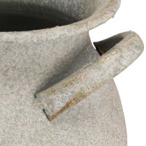 Artikel Decoratieve vaas met handvatten vintage plantenbak metaal grijs H13cm