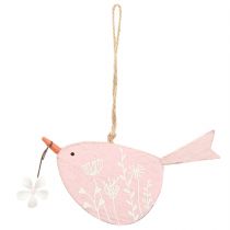 Artikel Decoratieve vogel lentedecoratie hangdecoratie hout roze 15×8,5cm