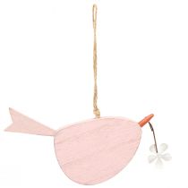 Artikel Decoratieve vogel lentedecoratie hangdecoratie hout roze 15×8,5cm