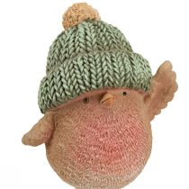 Artikel Decoratieve vogel met hoed winterdecoratie blauwgroen H18cm 2 stuks