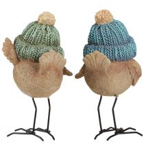 Artikel Decoratieve vogel met hoed winterdecoratie blauwgroen H18cm 2 stuks
