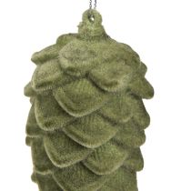 Artikel Decoratieve kegelhanger dennenappels groen geflockt 11,5cm 6 stuks